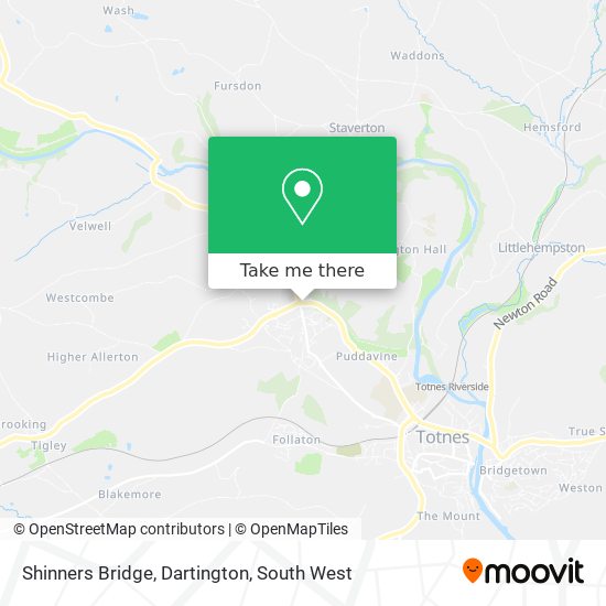 Shinners Bridge, Dartington map