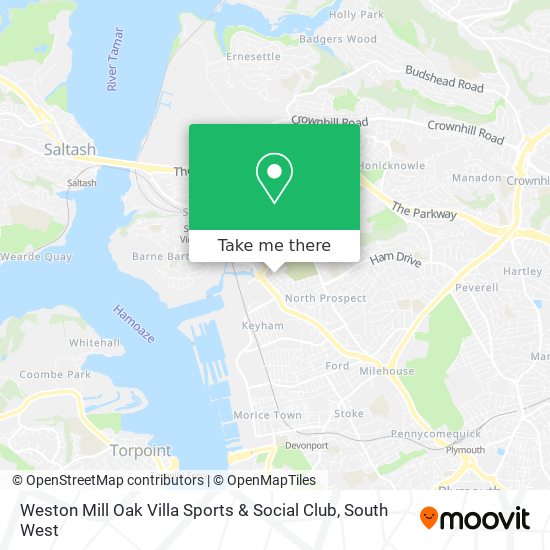 Weston Mill Oak Villa Sports & Social Club map