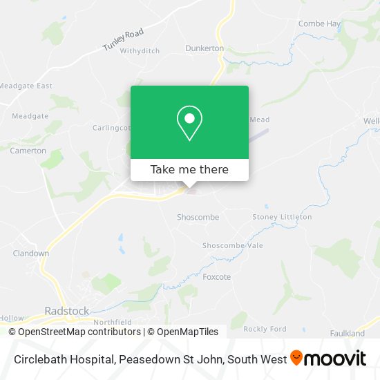Circlebath Hospital, Peasedown St John map
