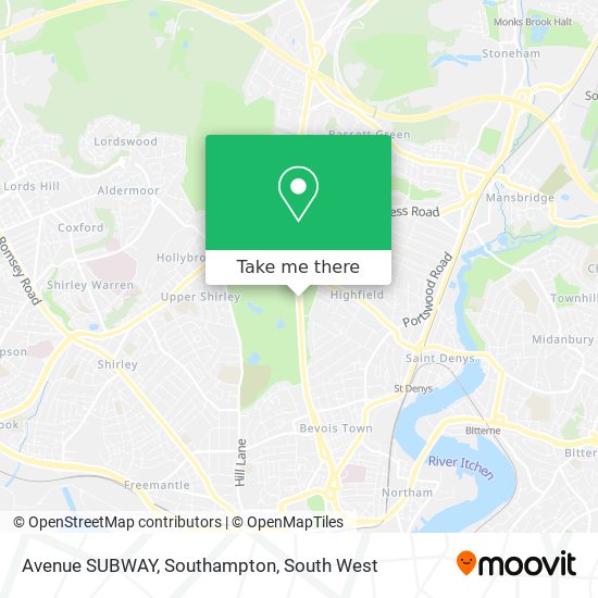 Avenue SUBWAY, Southampton map