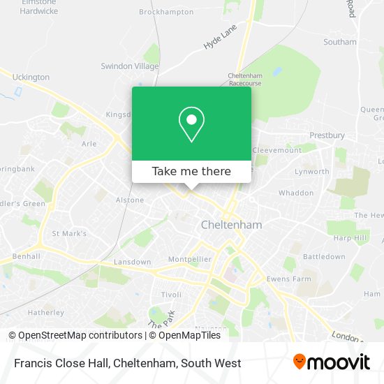 Francis Close Hall, Cheltenham map