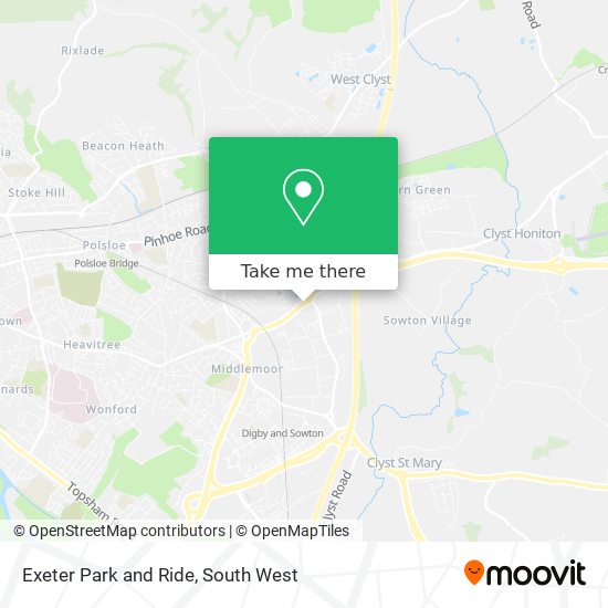 Exeter Park and Ride map