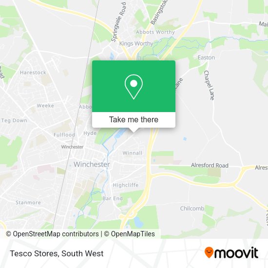 How to get to Tesco Stores in Winchester by bus or train?