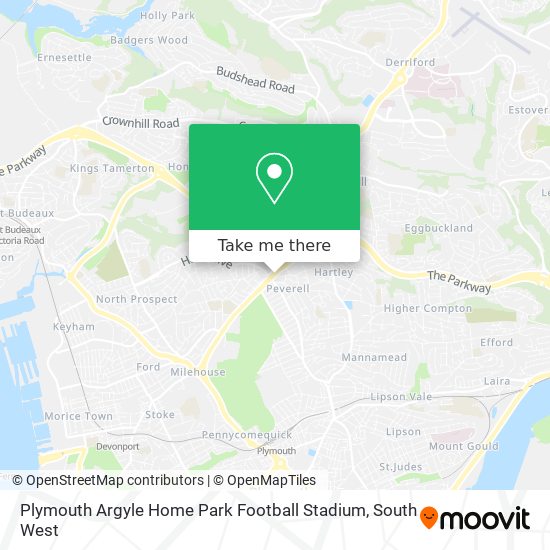 Plymouth Argyle Home Park Football Stadium map