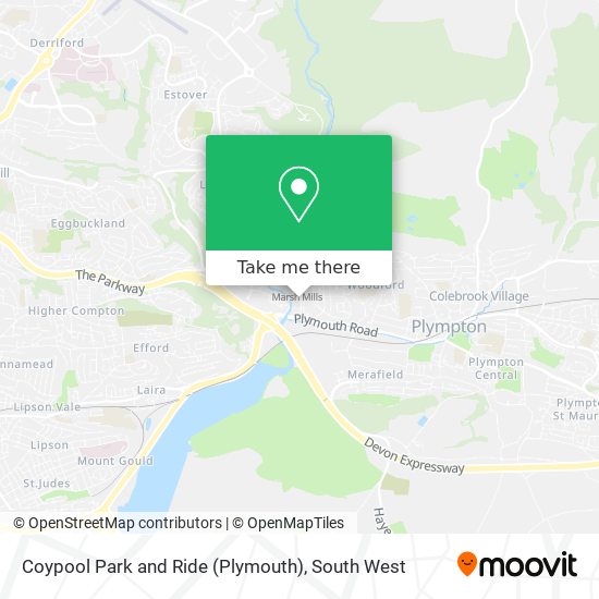 Coypool Park and Ride (Plymouth) map