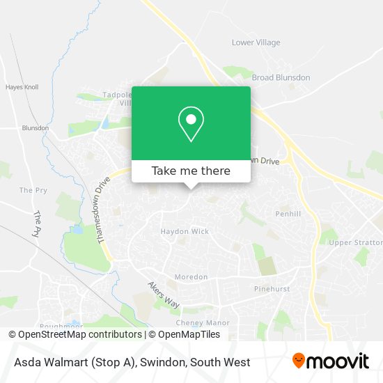 Asda Walmart (Stop A), Swindon map