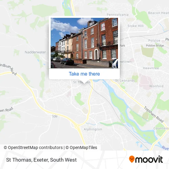 St Thomas Exeter Map How To Get To St Thomas, Exeter By Bus Or Train?