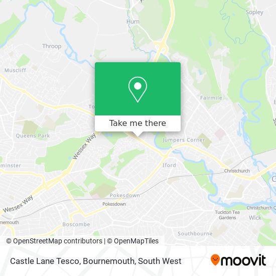 Castle Lane Tesco, Bournemouth map