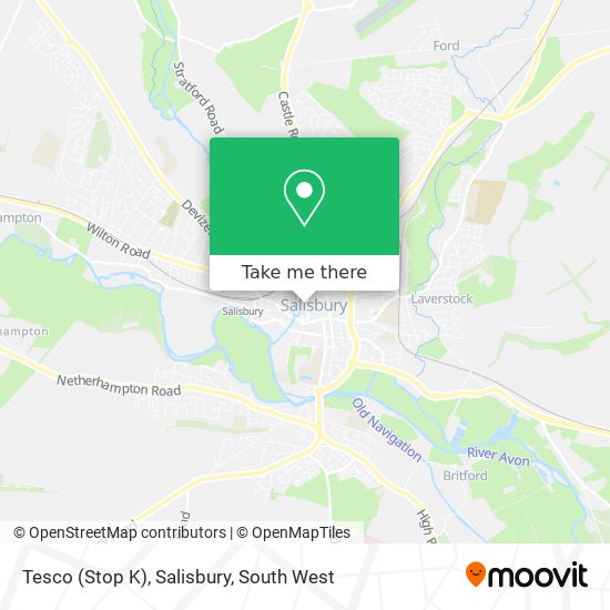 Tesco (Stop K), Salisbury map