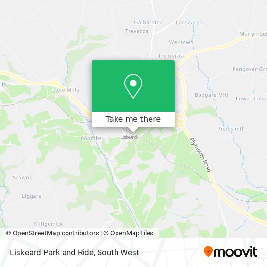 Liskeard Park and Ride map