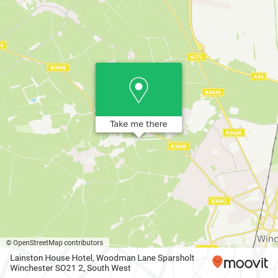Lainston House Hotel, Woodman Lane Sparsholt Winchester SO21 2 map