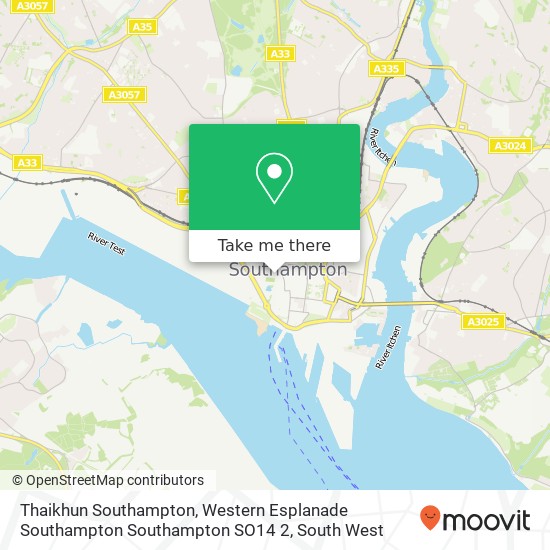 Thaikhun Southampton, Western Esplanade Southampton Southampton SO14 2 map