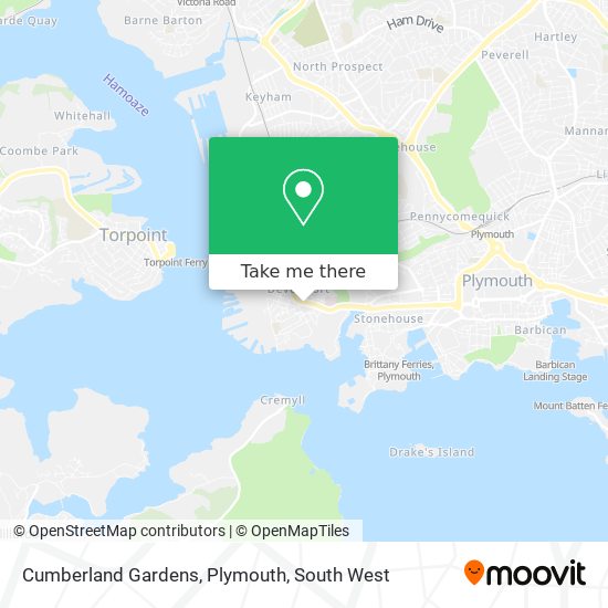 Cumberland Gardens, Plymouth map