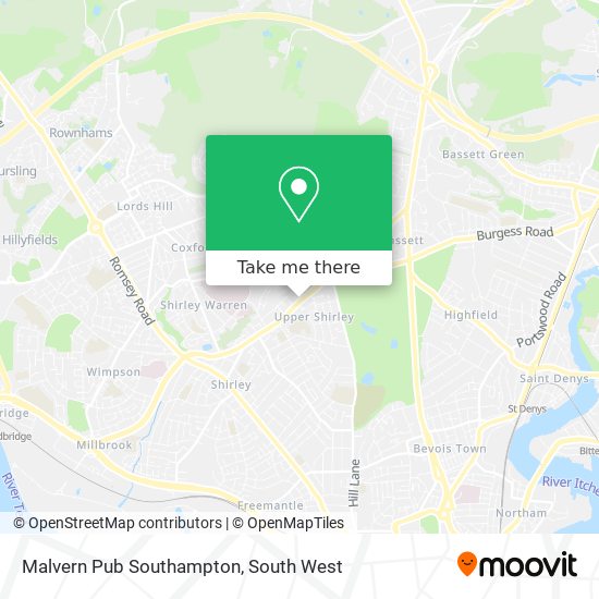 Malvern Pub Southampton map
