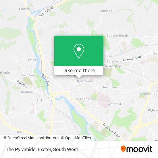 The Pyramids, Exeter map