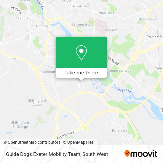 Guide Dogs Exeter Mobility Team map