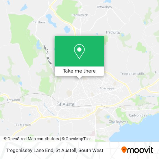 Tregonissey Lane End, St Austell map