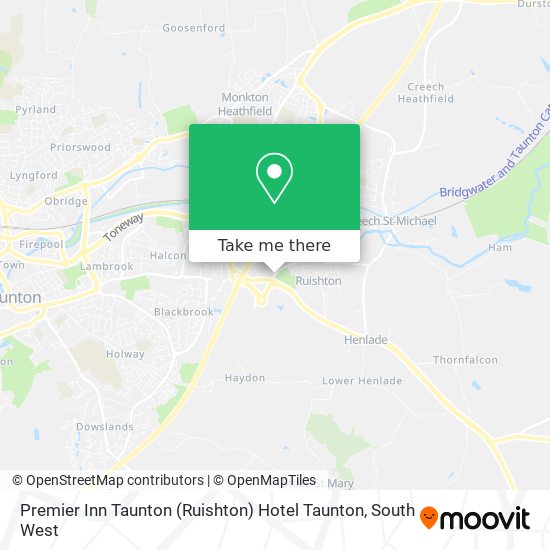 Premier Inn Taunton (Ruishton) Hotel Taunton map