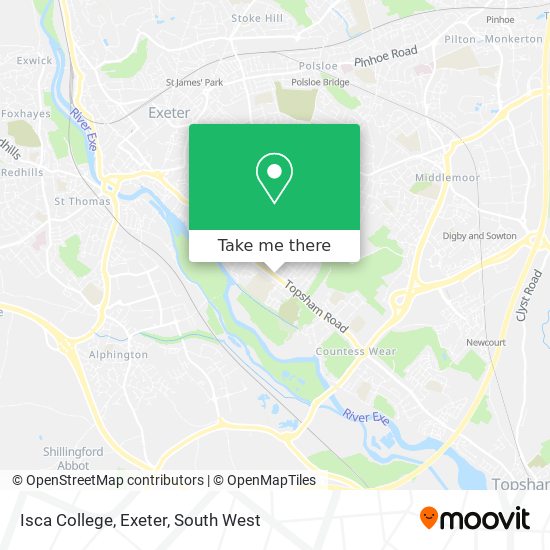 Isca College, Exeter map