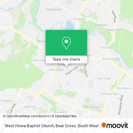 West Howe Baptist Church, Bear Cross map