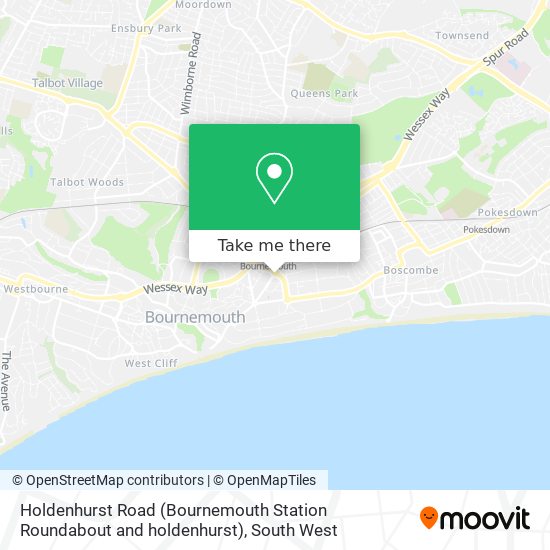 Holdenhurst Road (Bournemouth Station Roundabout and holdenhurst) map