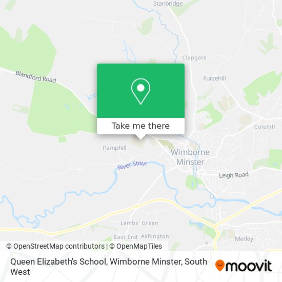 Queen Elizabeth's School, Wimborne Minster map