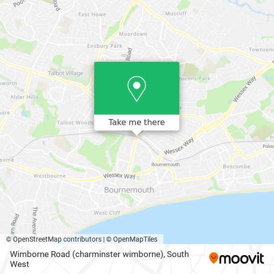 Wimborne Road (charminster wimborne) map