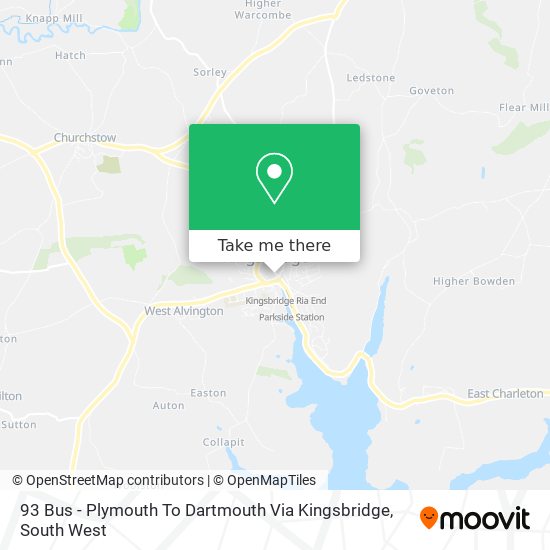 93 Bus - Plymouth To Dartmouth Via Kingsbridge map