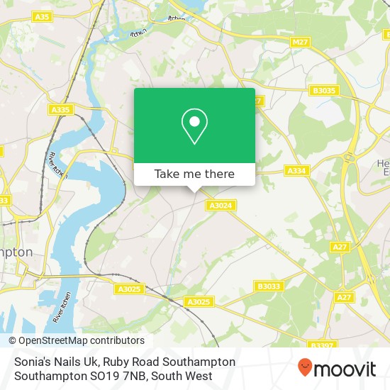 Sonia's Nails Uk, Ruby Road Southampton Southampton SO19 7NB map