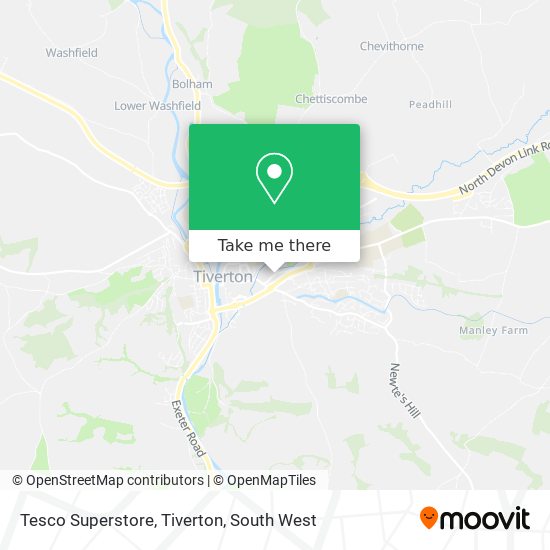 Tesco Superstore, Tiverton map