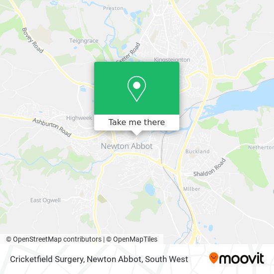 Cricketfield Surgery, Newton Abbot map