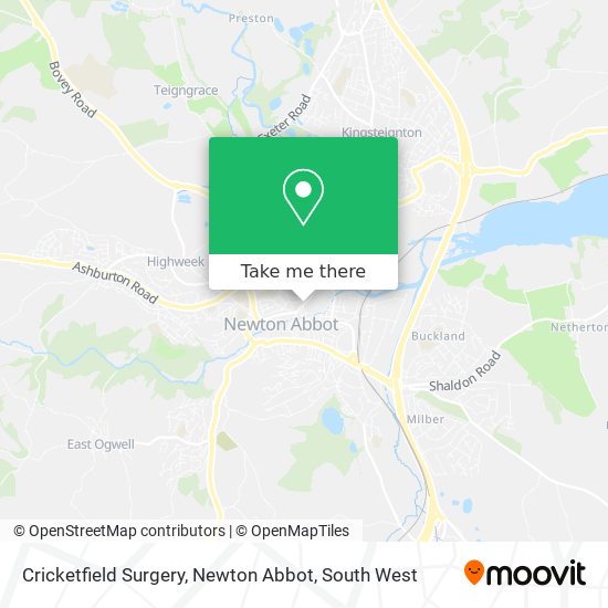 Cricketfield Surgery, Newton Abbot map