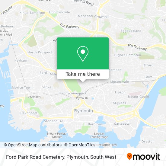 Ford Park Road Cemetery, Plymouth map
