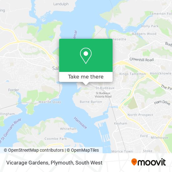 Vicarage Gardens, Plymouth map