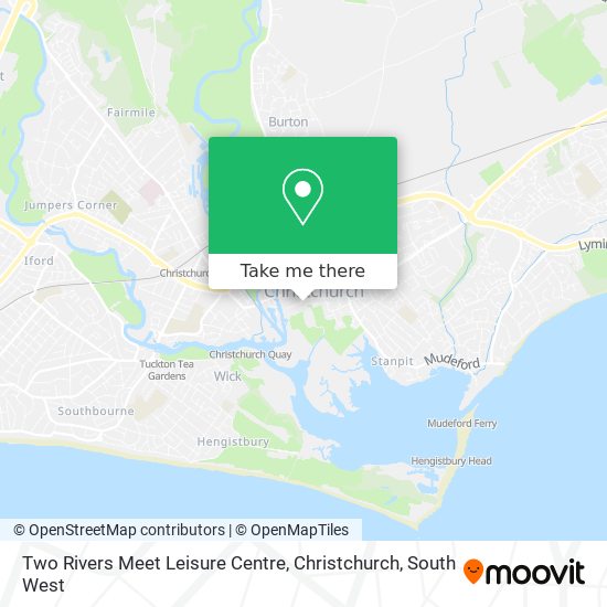 Two Rivers Meet Leisure Centre, Christchurch map