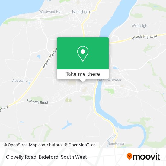 Clovelly Road, Bideford map