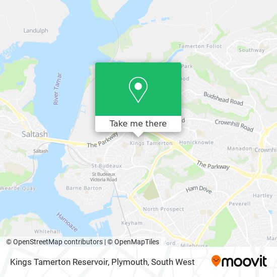Kings Tamerton Reservoir, Plymouth map