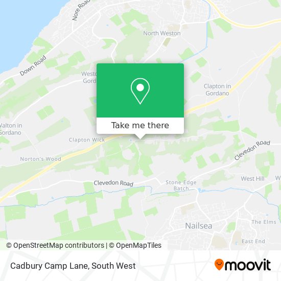 Cadbury Camp Lane map