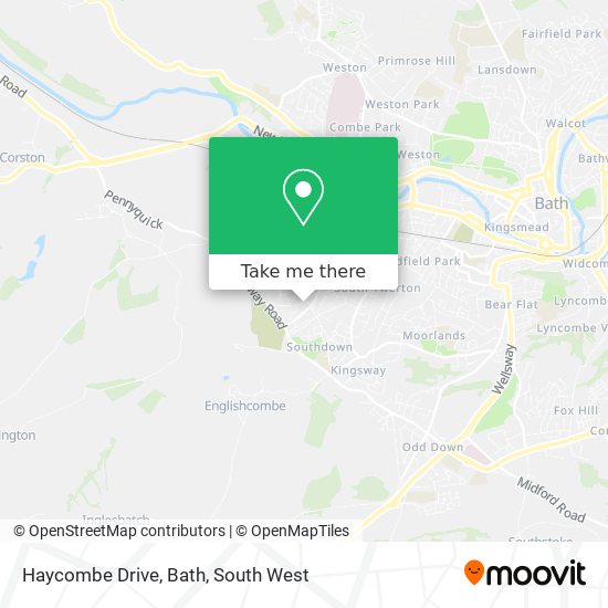 Haycombe Drive, Bath map