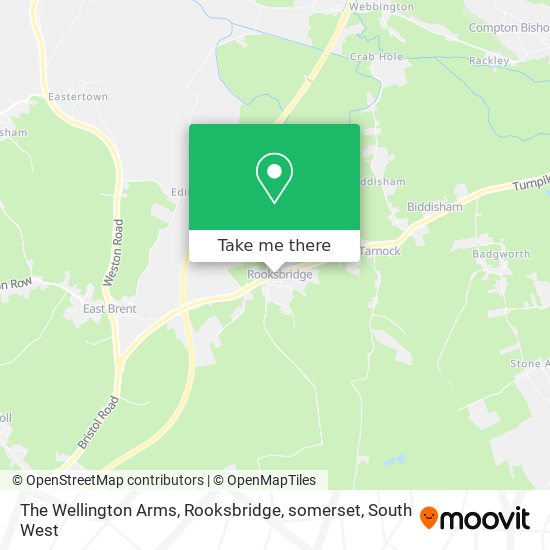 The Wellington Arms, Rooksbridge, somerset map