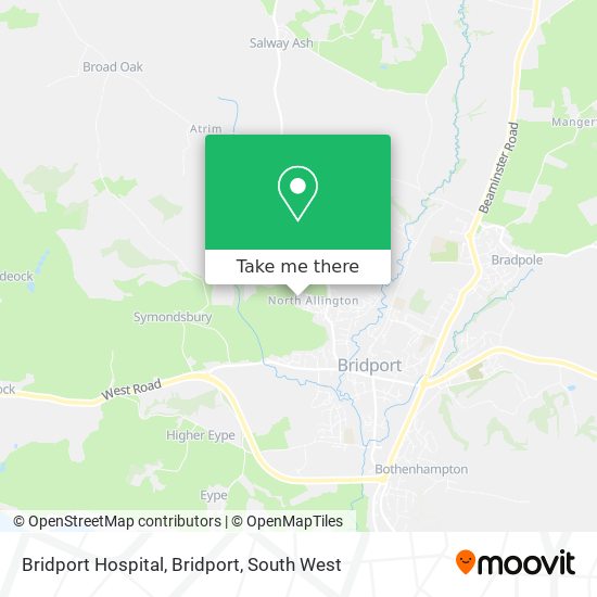 Bridport Hospital, Bridport map