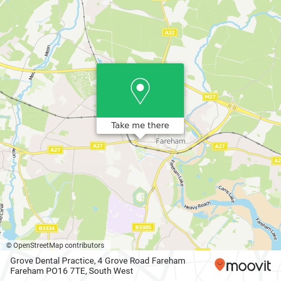 Grove Dental Practice, 4 Grove Road Fareham Fareham PO16 7TE map