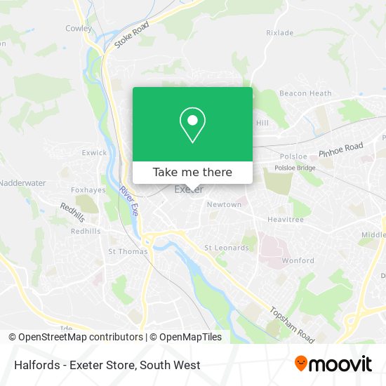 Halfords - Exeter Store map