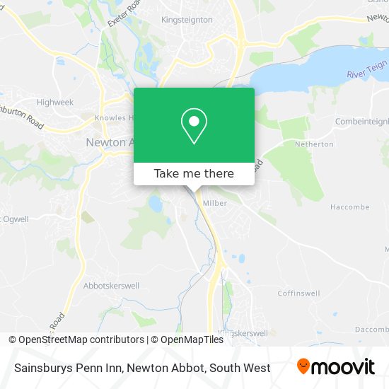 Sainsburys Penn Inn, Newton Abbot map