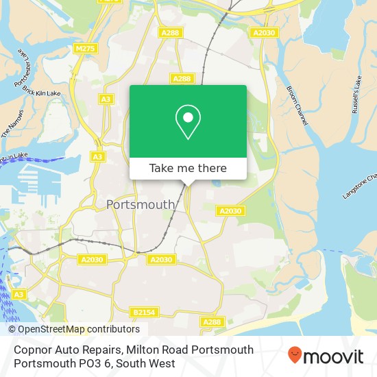 Copnor Auto Repairs, Milton Road Portsmouth Portsmouth PO3 6 map