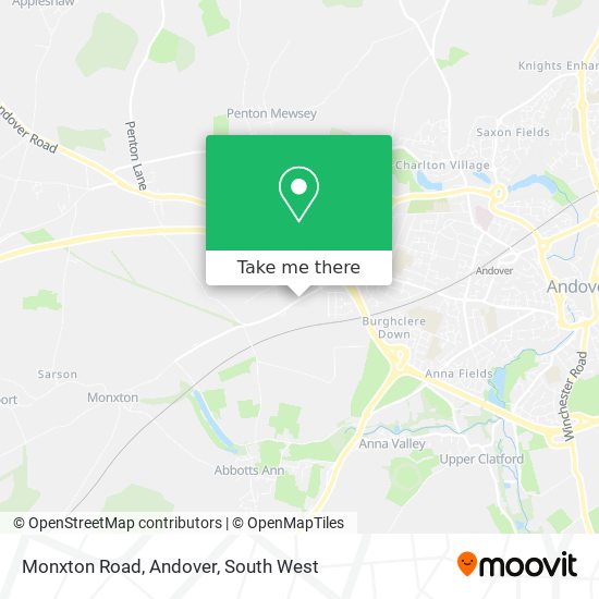 Monxton Road, Andover map