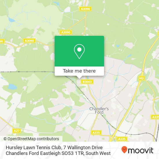 Hursley Lawn Tennis Club, 7 Wallington Drive Chandlers Ford Eastleigh SO53 1TR map