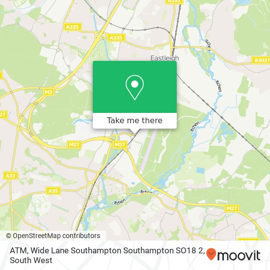 ATM, Wide Lane Southampton Southampton SO18 2 map