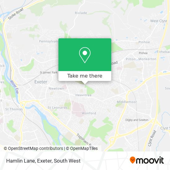 Hamlin Lane, Exeter map