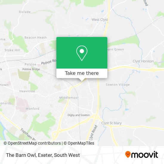 The Barn Owl, Exeter map